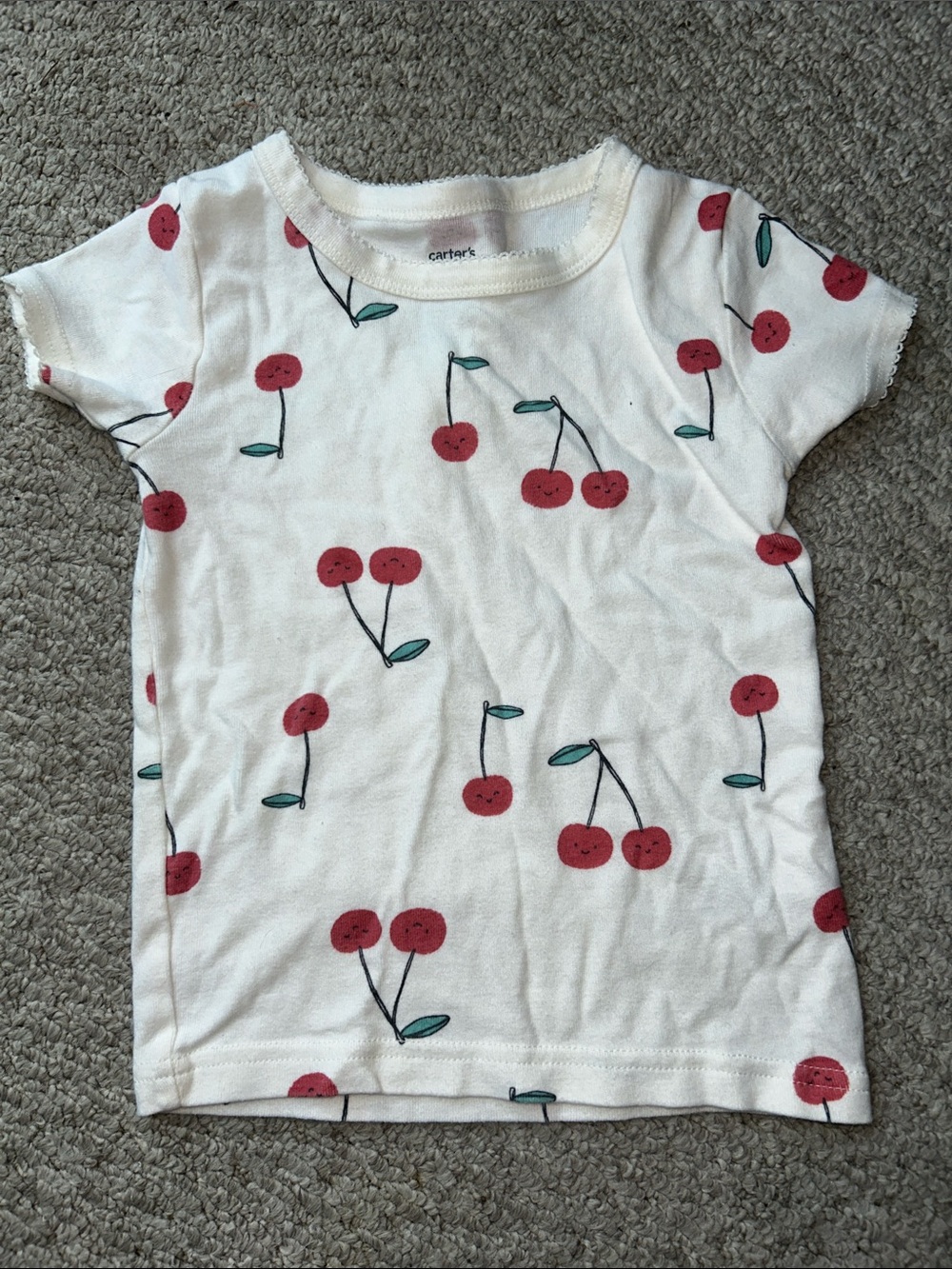 Carter's White Tee with Red Cherry Print